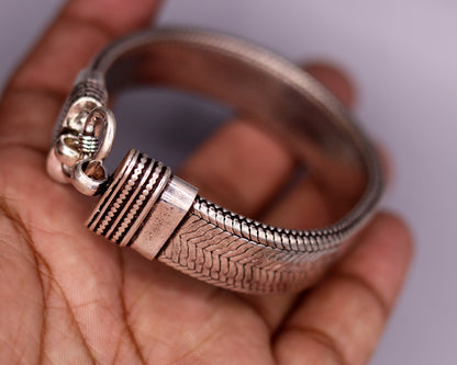 Unisex 925 sterling silver snake chain belt bracelet with antique design, handmade jewelry by TRIBAL ORNAMENTS, personalized gift.