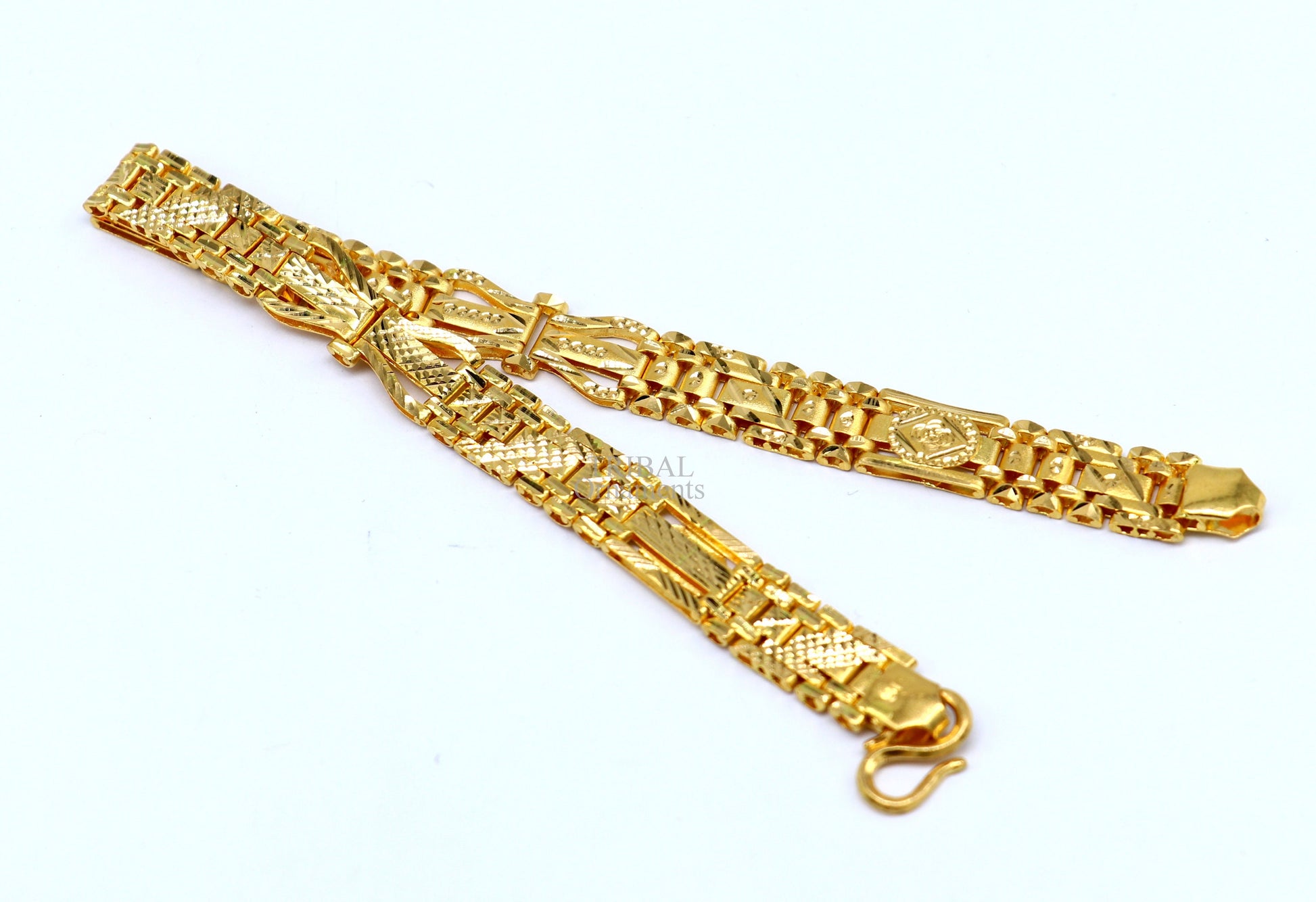 Amazing 22kt yellow gold handcrafted gorgeous design diamond cut designer flexible bracelet unique new stylish unisex bracelet jewelry gbr33 - TRIBAL ORNAMENTS