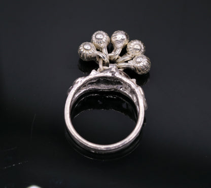 Vintage antique design sterling silver handmade gorgeous charm ring with fabulous noisy bells,excellent customizes belly dance jewelry sr206 - TRIBAL ORNAMENTS