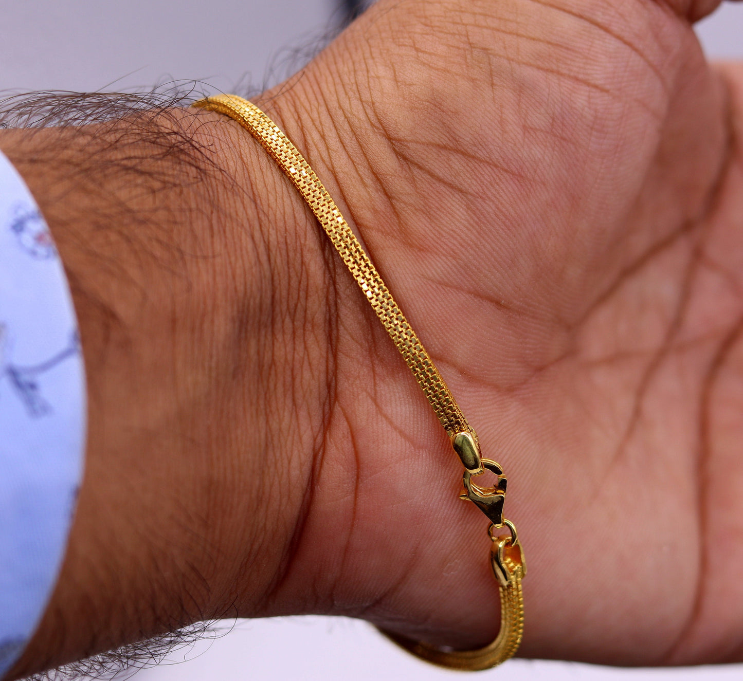 Vintage Solid 22kt yellow gold box chain solid bracelet 91.6% gold purity solid vintage handmade gifting jewelry from rajasthan india - TRIBAL ORNAMENTS