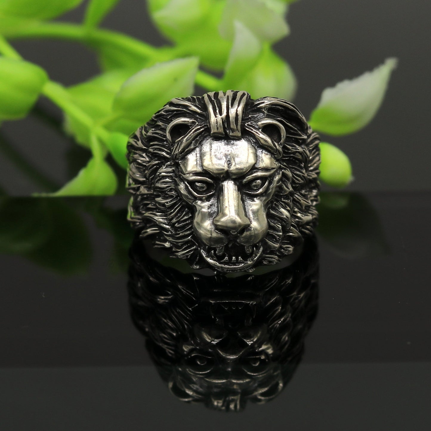 925 sterling silver handmade excellent lion face vintage stylish ring band unisex customized jewelry from Rajasthan india sr0275 - TRIBAL ORNAMENTS