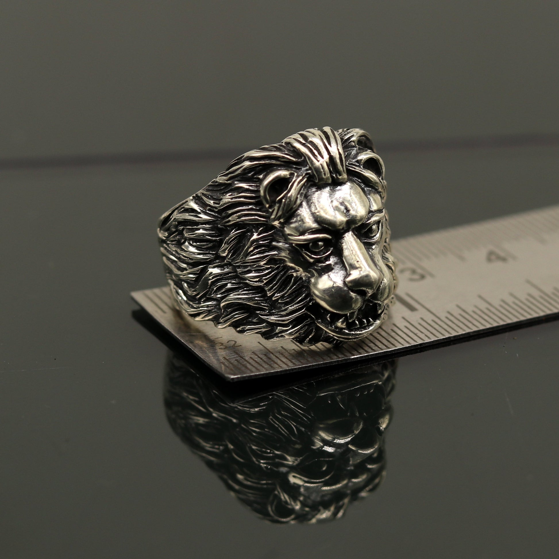 925 sterling silver handmade excellent lion face vintage stylish ring band unisex customized jewelry from Rajasthan india sr0275 - TRIBAL ORNAMENTS
