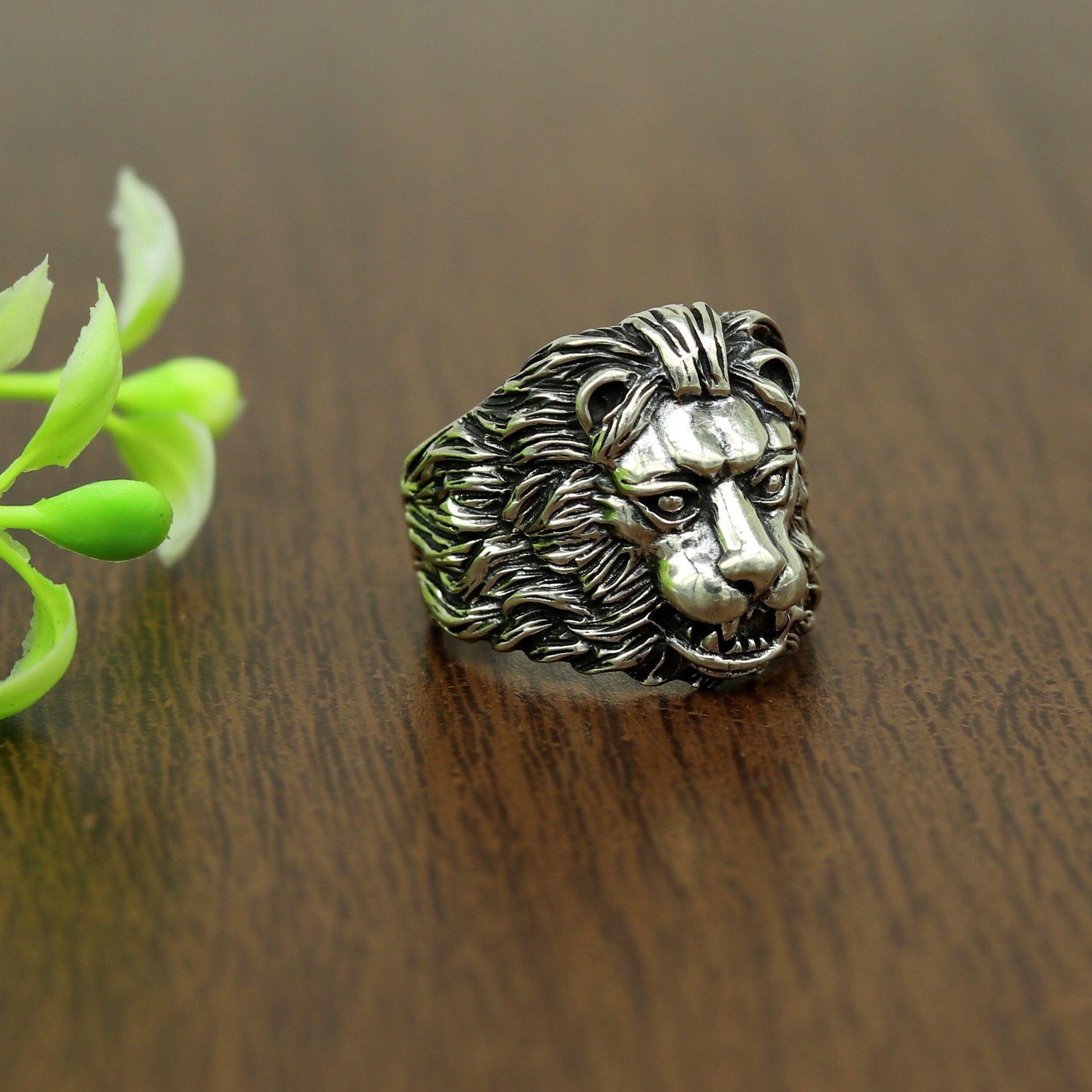 925 sterling silver handmade excellent lion face vintage stylish ring band unisex customized jewelry from Rajasthan india sr0275 - TRIBAL ORNAMENTS
