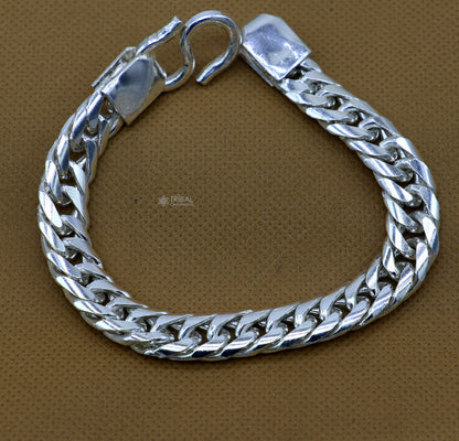 Sterling silver handmade men's bracelet with unique custom design, oxidized finish, heavy and royal-style jewelry by TRIBAL ORNAMENTS