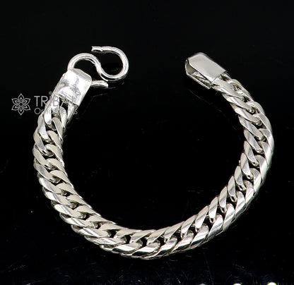 10mm sterling silver handmade men's bracelet with unique oxidized design, custom personalization, heavy and royal style by TRIBAL ORNAMENTS.