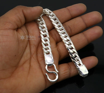 10mm 925 sterling silver handmade men's bracelet with unique oxidized custom design, heavy and royal jewelry by TRIBAL ORNAMENTS.