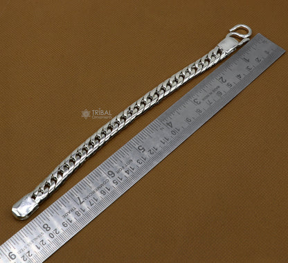 10mm handmade 925 sterling silver men's bracelet with unique customized design, oxidized finish, heavy and royal style.