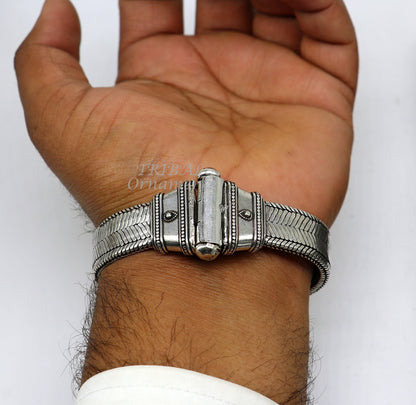 925 sterling silver wheat chain bracelet or belt, handmade, flexible unisex jewelry by Tribal Ornaments, with a heavy, solid design.