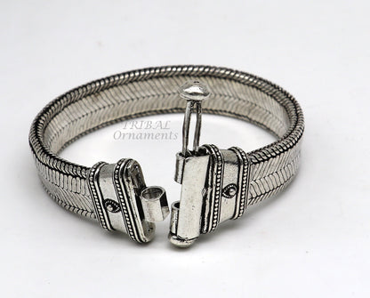 925 sterling silver wheat chain bracelet and belt, handmade unisex jewelry by Tribal Ornaments with a flexible, heavy design.