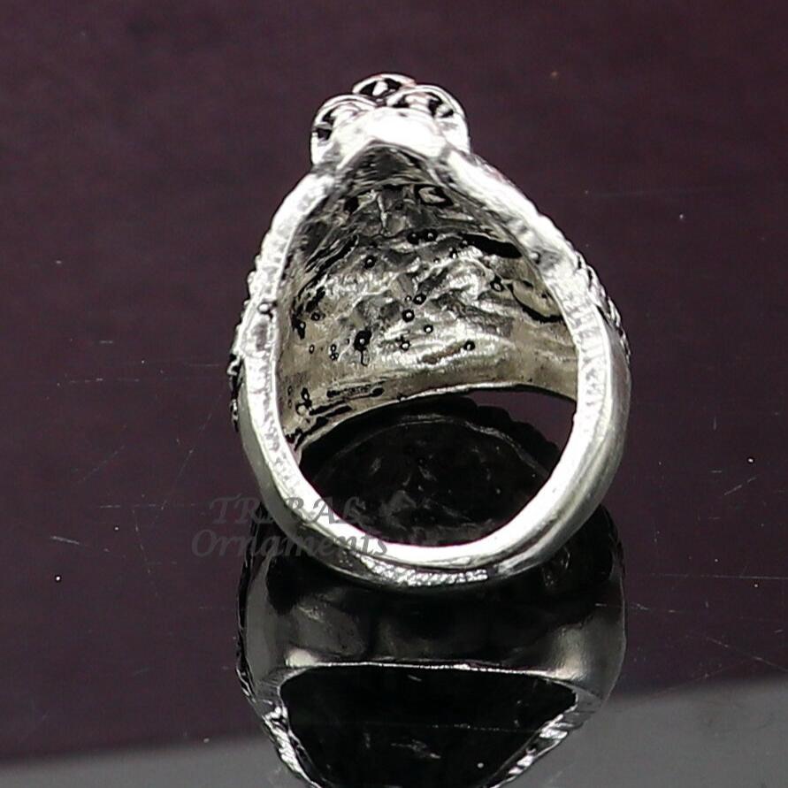 92.5% sterling silver handmade king lion head face high quality unique ring band for gifting, stylish luxury lion ring  sr363 - TRIBAL ORNAMENTS