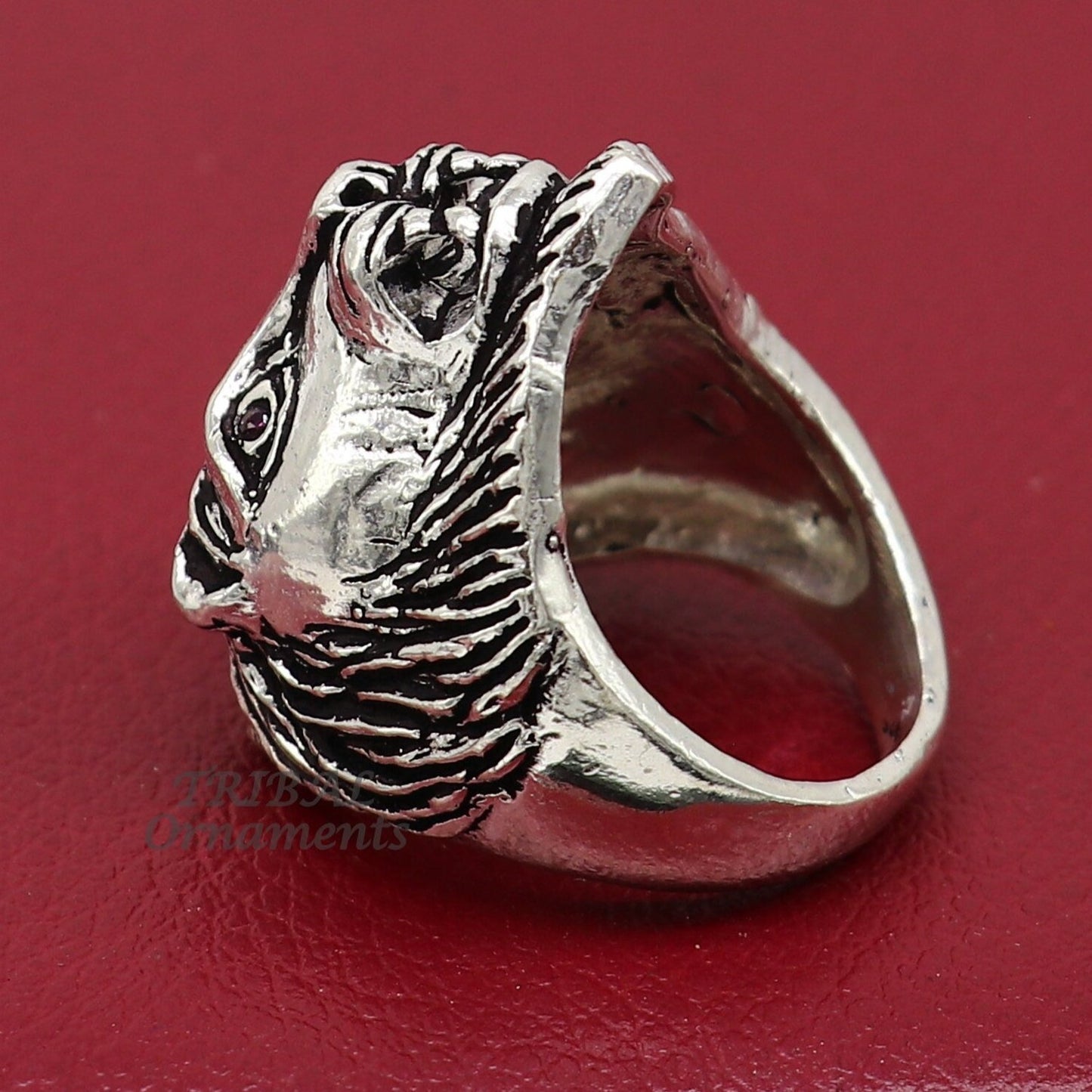 92.5% sterling silver handmade king lion head face high quality unique ring band for gifting, stylish luxury lion ring  sr363 - TRIBAL ORNAMENTS