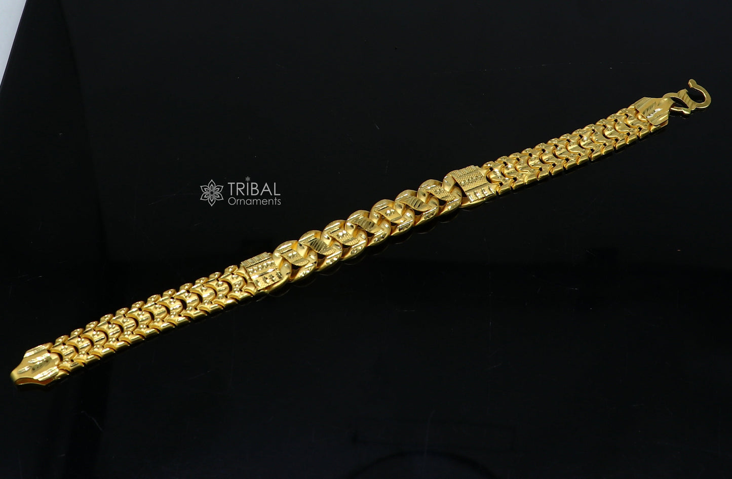 22 kt yellow gold handmade customized unique Fancy design stylish bracelet, best men's gifting for wedding functional jewelry gbr80 - TRIBAL ORNAMENTS