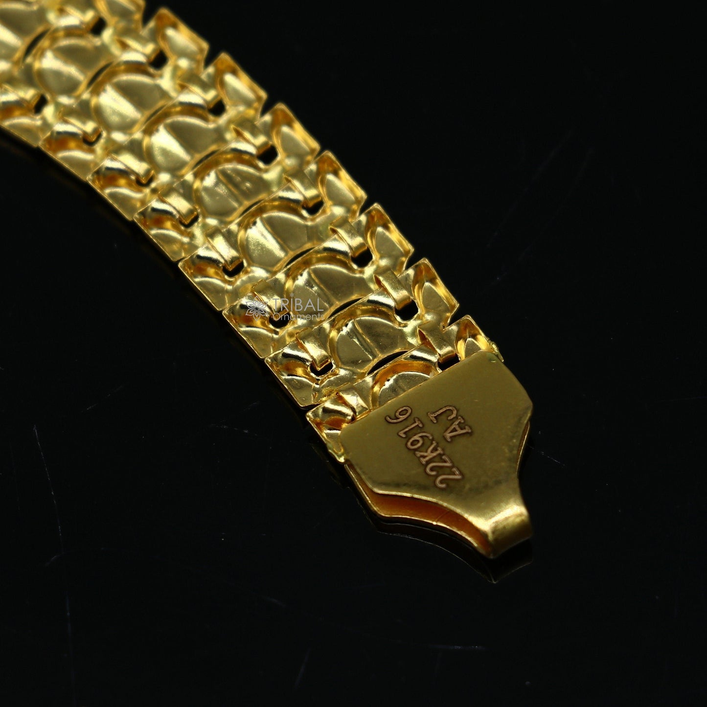 22 kt yellow gold handmade customized unique Fancy design stylish bracelet, best men's gifting for wedding functional jewelry gbr80 - TRIBAL ORNAMENTS