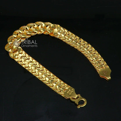 22 kt yellow gold handmade customized unique Fancy design stylish bracelet, best men's gifting for wedding functional jewelry gbr80 - TRIBAL ORNAMENTS