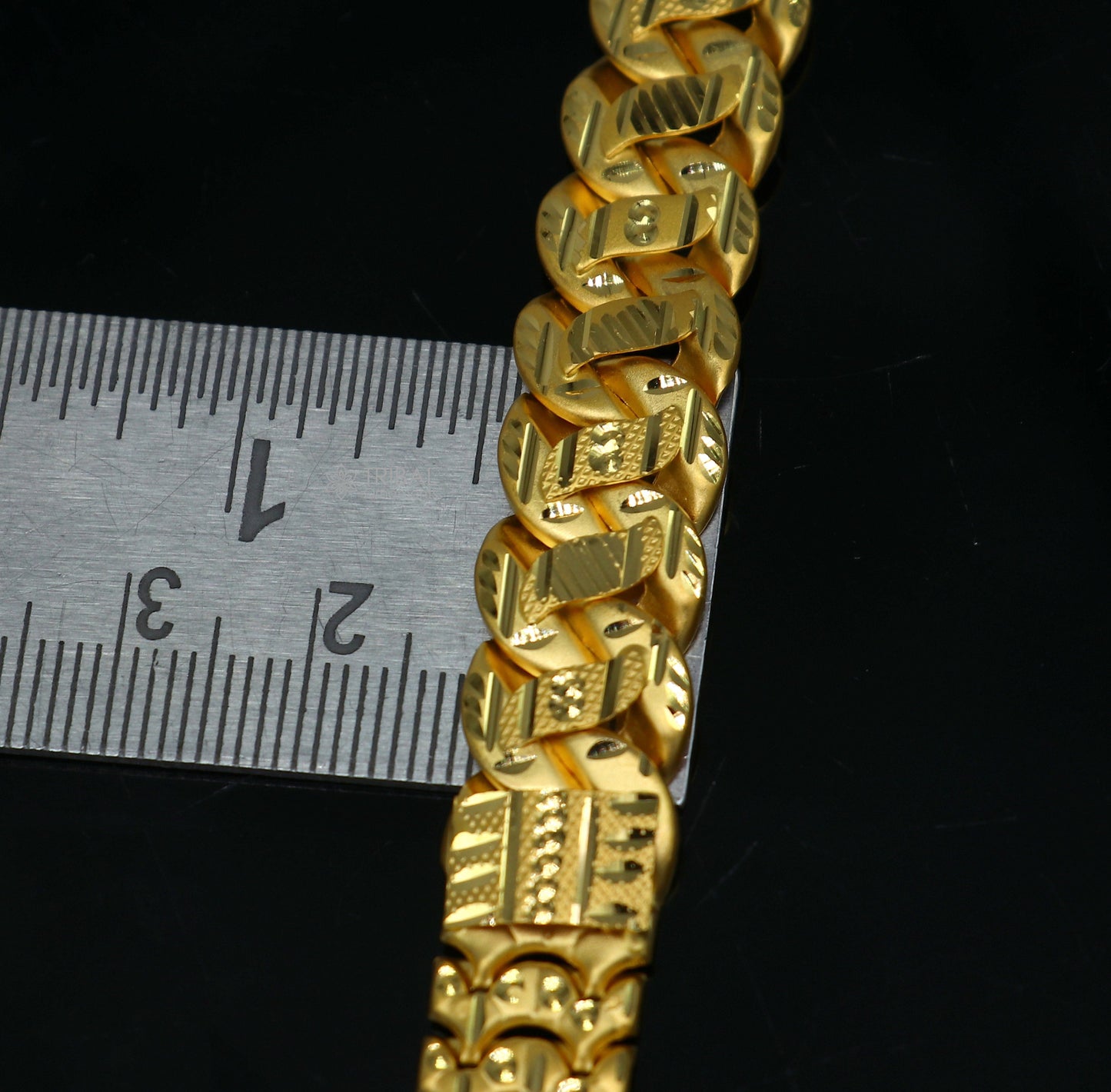 22 kt yellow gold handmade customized unique Fancy design stylish bracelet, best men's gifting for wedding functional jewelry gbr80 - TRIBAL ORNAMENTS