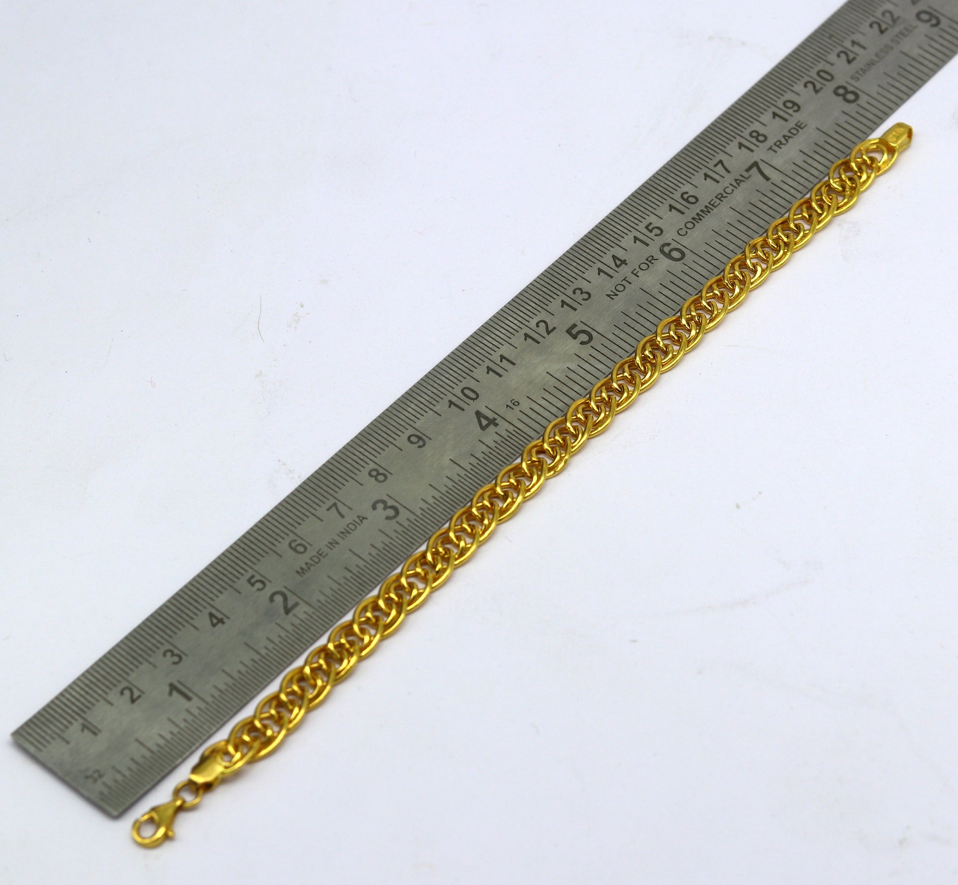 Exclusive 22kt yellow gold custom stylish double link chain design flexible bracelet, best gift unisex personalized gold fancy jewelry br45 - TRIBAL ORNAMENTS