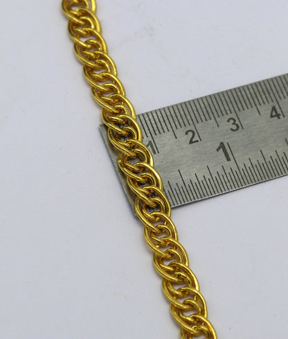 Exclusive 22kt yellow gold custom stylish double link chain design flexible bracelet, best gift unisex personalized gold fancy jewelry br45 - TRIBAL ORNAMENTS