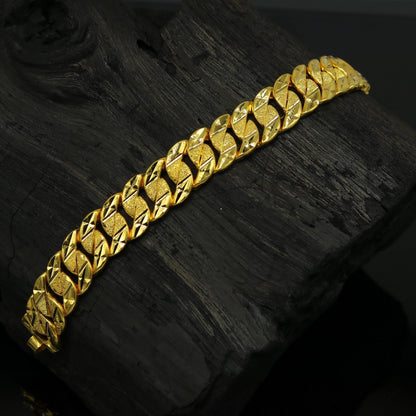Amazing 22kt yellow gold custom made stylish design fabulous flexible bracelet, best gift unisex personalized gold fancy jewelry br48 - TRIBAL ORNAMENTS