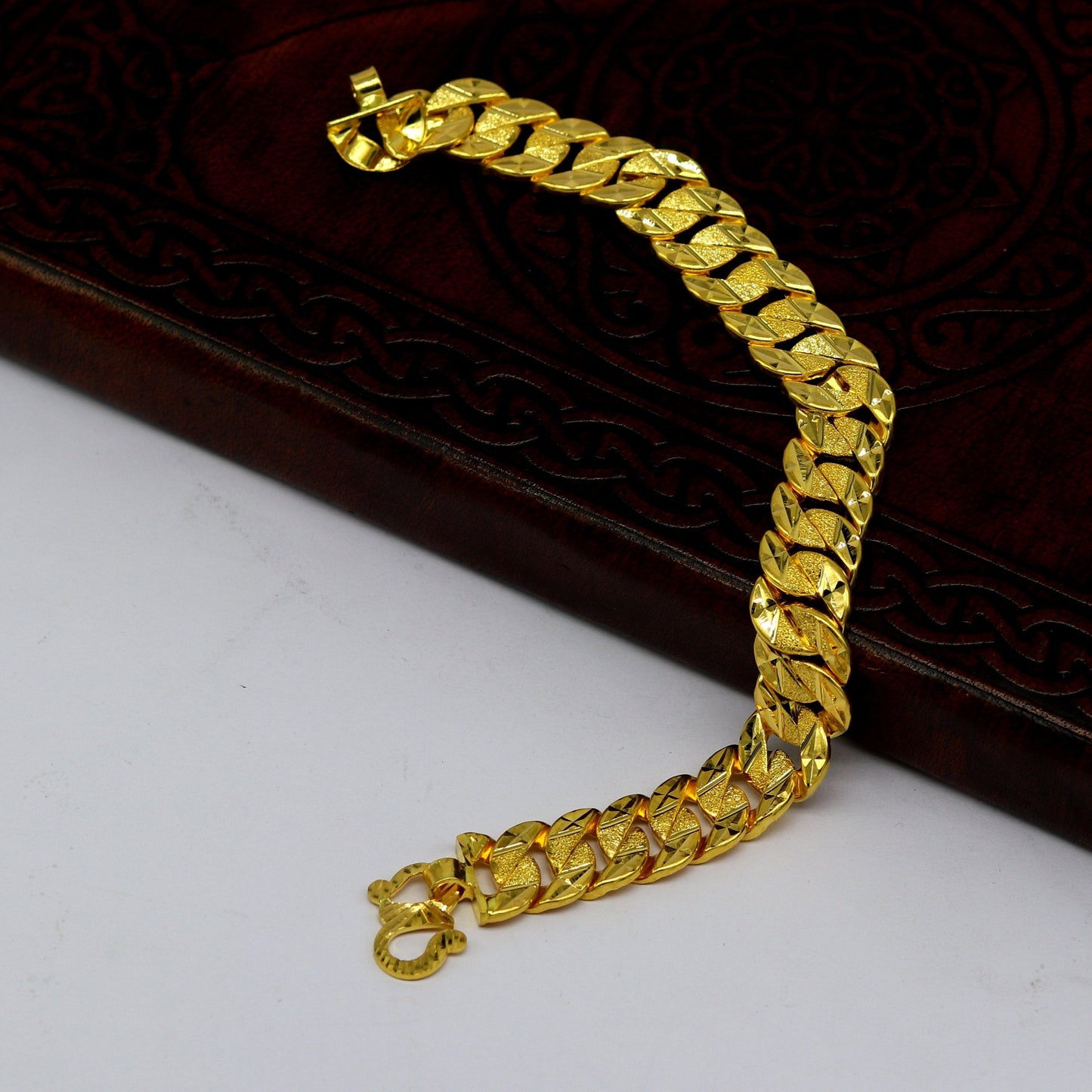 Amazing 22kt yellow gold custom made stylish design fabulous flexible bracelet, best gift unisex personalized gold fancy jewelry br48 - TRIBAL ORNAMENTS