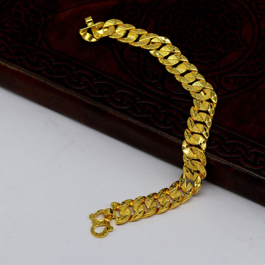 Amazing 22kt yellow gold custom made stylish design fabulous flexible bracelet, best gift unisex personalized gold fancy jewelry br48 - TRIBAL ORNAMENTS