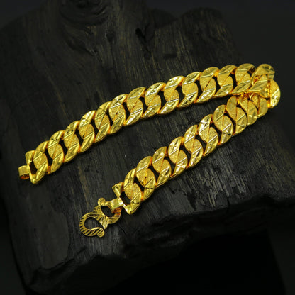 Amazing 22kt yellow gold custom made stylish design fabulous flexible bracelet, best gift unisex personalized gold fancy jewelry br48 - TRIBAL ORNAMENTS