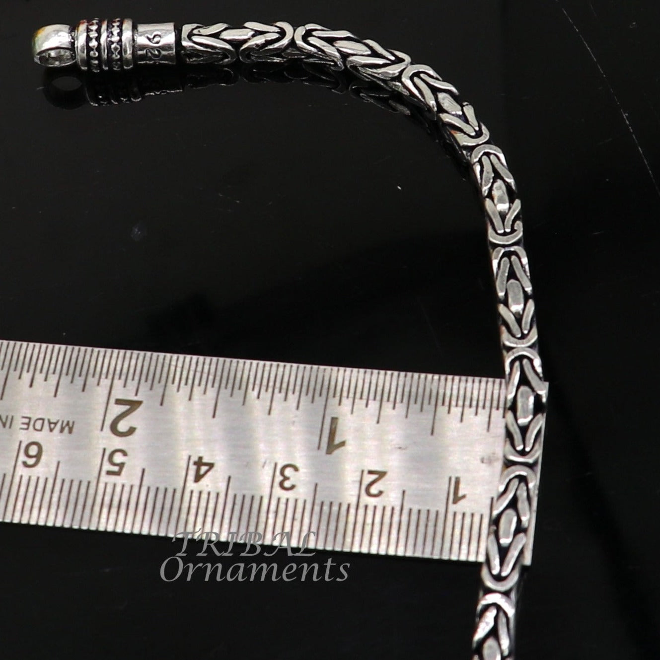4mm 8"/9" Unique byzantine vintage design 925 Sterling silver handmade chain bracelet flexible bracelet unisex jewelry from india  sbr428 - TRIBAL ORNAMENTS