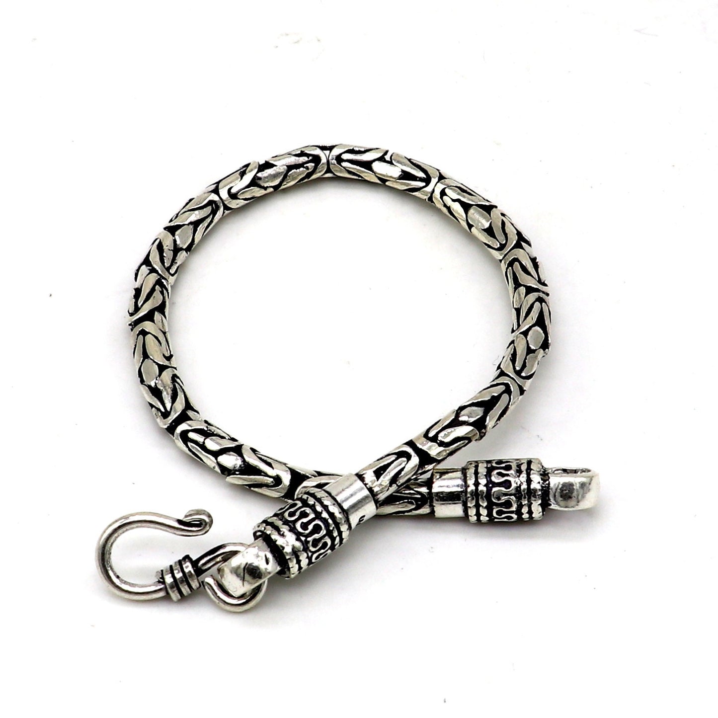 4mm solid 925 Sterling silver handmade byzantine chain flexible bracelet, unique men's gifting jewelry  sbr709 - TRIBAL ORNAMENTS