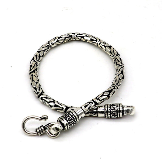 4mm solid 925 Sterling silver handmade byzantine chain flexible bracelet, unique men's gifting jewelry  sbr709 - TRIBAL ORNAMENTS