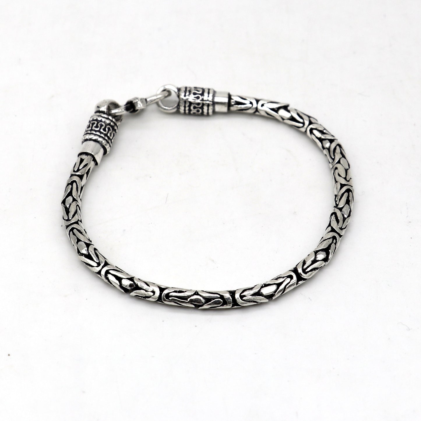 4mm solid 925 Sterling silver handmade byzantine chain flexible bracelet, unique men's gifting jewelry  sbr709 - TRIBAL ORNAMENTS