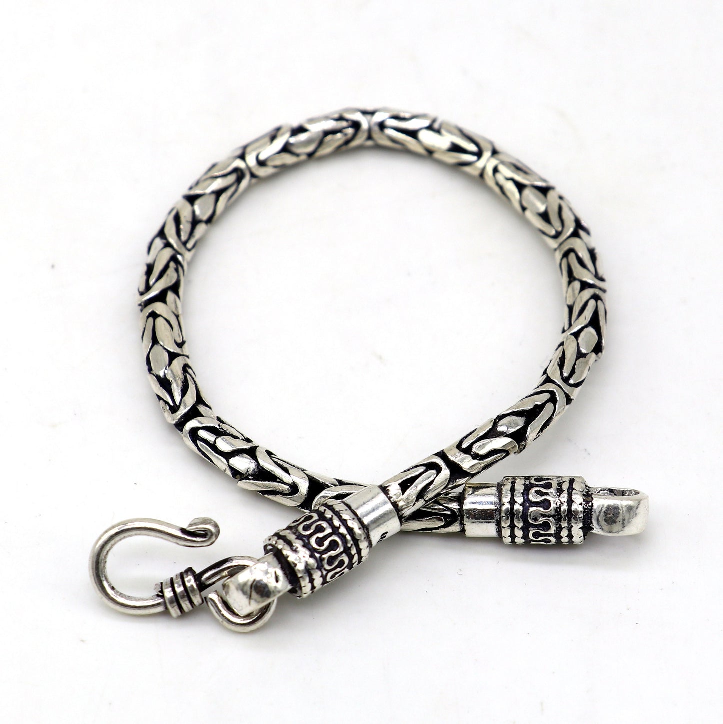 4mm solid 925 Sterling silver handmade byzantine chain flexible bracelet, unique men's gifting jewelry  sbr709 - TRIBAL ORNAMENTS