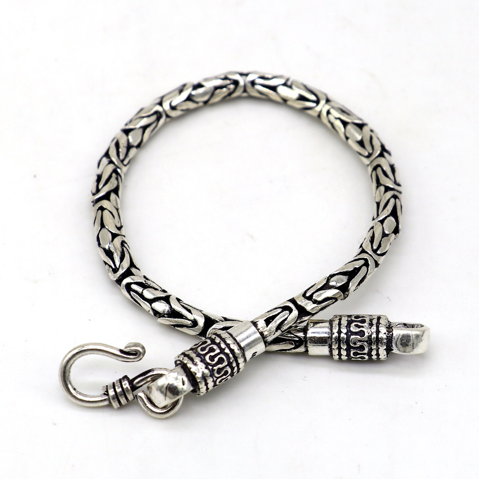 4mm solid 925 Sterling silver handmade byzantine chain flexible bracelet, unique men's gifting jewelry  sbr709 - TRIBAL ORNAMENTS