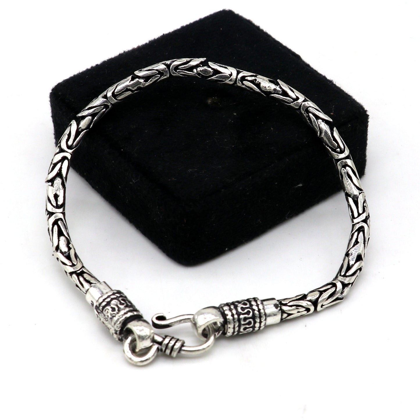 4mm solid 925 Sterling silver handmade byzantine chain flexible bracelet, unique men's gifting jewelry  sbr709 - TRIBAL ORNAMENTS