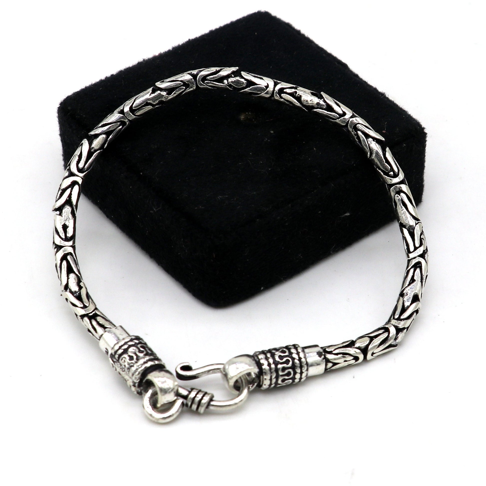 4mm solid 925 Sterling silver handmade byzantine chain flexible bracelet, unique men's gifting jewelry  sbr709 - TRIBAL ORNAMENTS