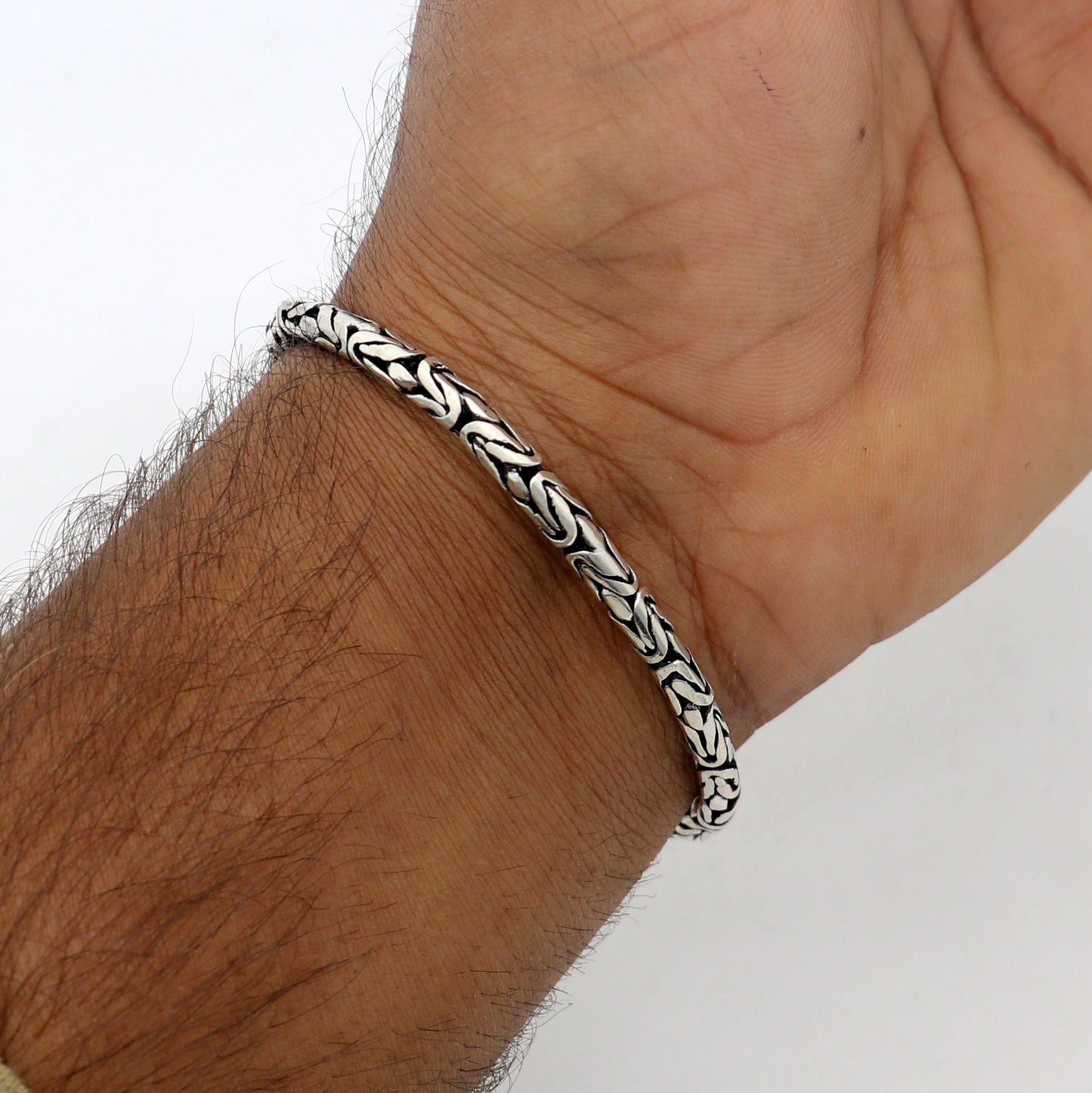 4mm solid 925 Sterling silver handmade byzantine chain flexible bracelet, unique men's gifting jewelry  sbr709 - TRIBAL ORNAMENTS