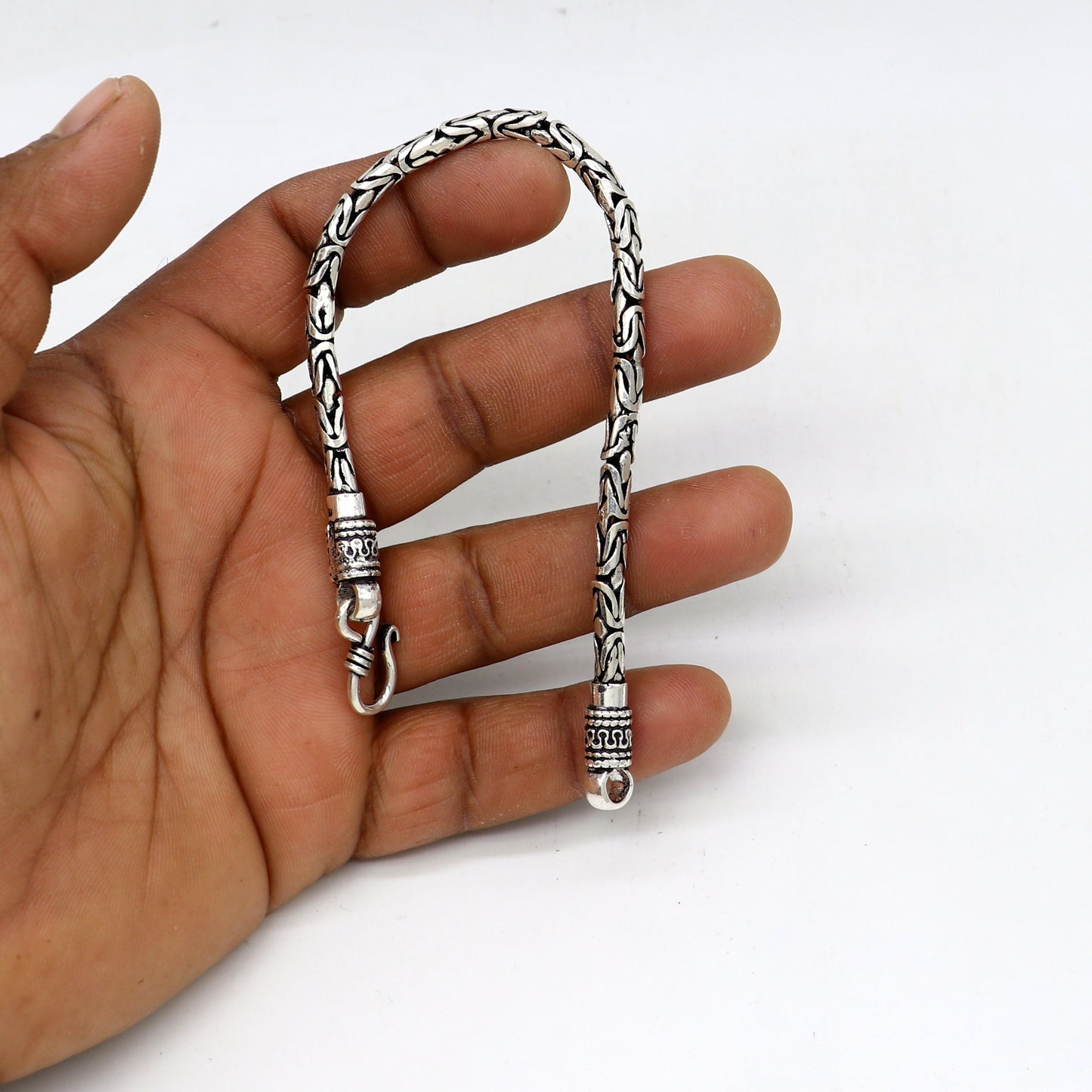 4mm solid 925 Sterling silver handmade byzantine chain flexible bracelet, unique men's gifting jewelry  sbr709 - TRIBAL ORNAMENTS