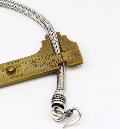 Sterling silver 6mm handmade snake chain bracelet, flexible unisex jewelry with elegant design from Tribal Ornaments.