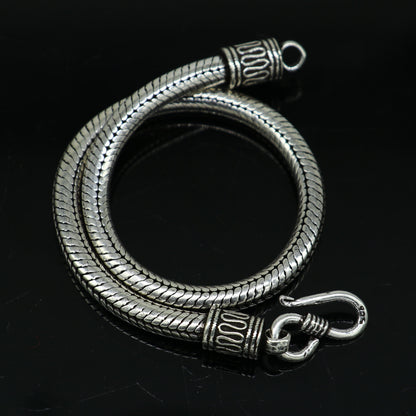 Handmade 6MM solid 925 sterling silver snake chain unisex bracelet with a flexible, elegant design from TRIBAL ORNAMENTS.