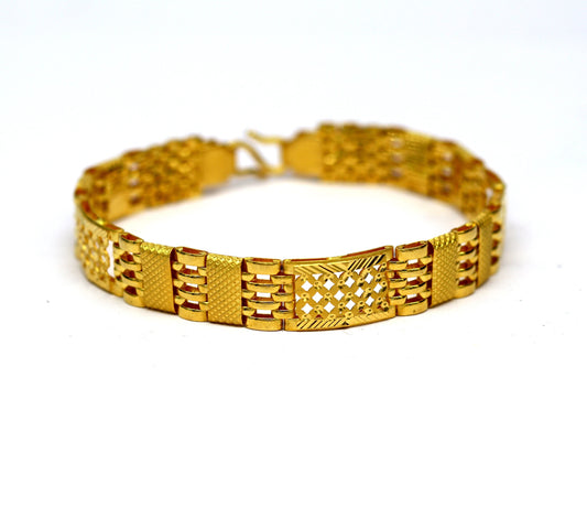 8"/8.5"/9" 22kt yellow gold custom made diamond cut design fabulous flexible bracelet, best gift personalized gold fancy jewelry india br42 - TRIBAL ORNAMENTS