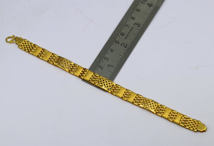 22kt yellow gold custom-made diamond cut flexible bracelet with personalized design, hallmarked 916, by Tribal Ornaments.