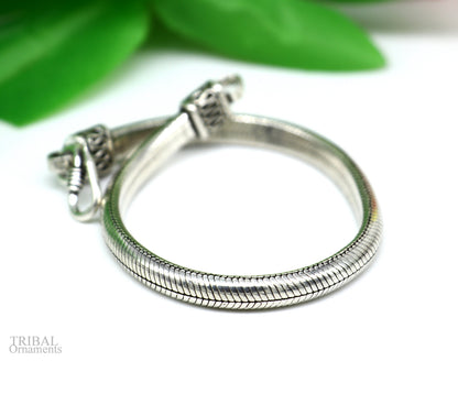 8.5-inch 6mm sterling silver handmade snake chain bracelet with D shape design, custom fit, from Tribal Ornaments.