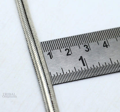 8.5-inch 6mm sterling silver handmade snake chain bracelet with D shape, half-round design, by TRIBAL ORNAMENTS
