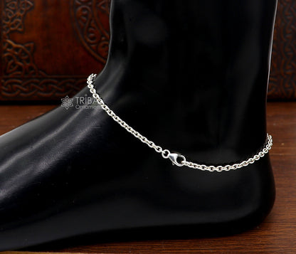 Sterling silver handmade vintage tribal anklet foot bracelet with intricate design, perfect for belly dance jewelry.
