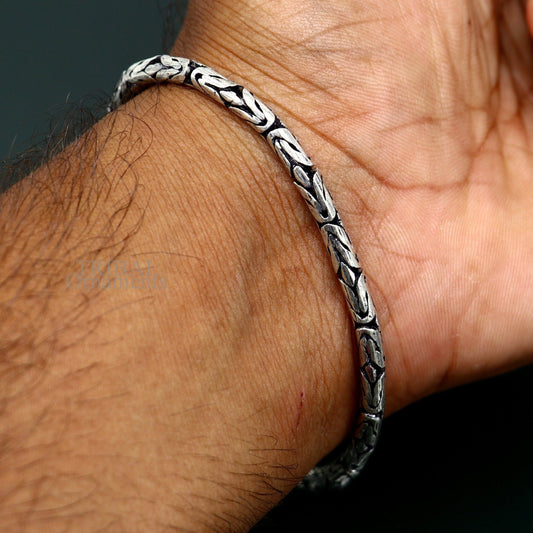 All size 4MM vintage style handmade solid 925 sterling silver bracelet unisex gifting tribal stylish jewelry for men's and women's Rsbr370 - TRIBAL ORNAMENTS
