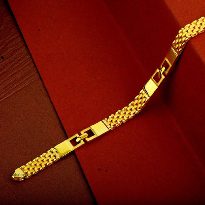 Amazing designer stylish 22kt yellow gold handmade bracelet, customized 7 mm unisex flexible bracelet, best gift men's jewelry gbr7 - TRIBAL ORNAMENTS