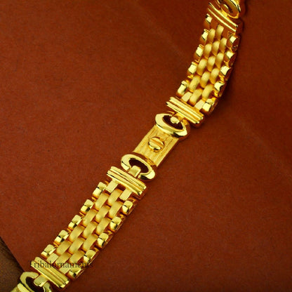 Fabulous plain designer 22kt yellow gold handmade bracelet, All size customized 7 mm unisex bracelet, best gift men's jewelry gbr3 - TRIBAL ORNAMENTS