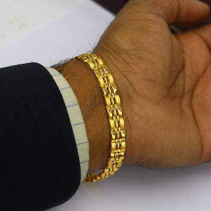 Pure 22kt yellow gold custom made diamond cut design fabulous flexible bracelet, best gift personalized gold fancy jewelry india br41 - TRIBAL ORNAMENTS