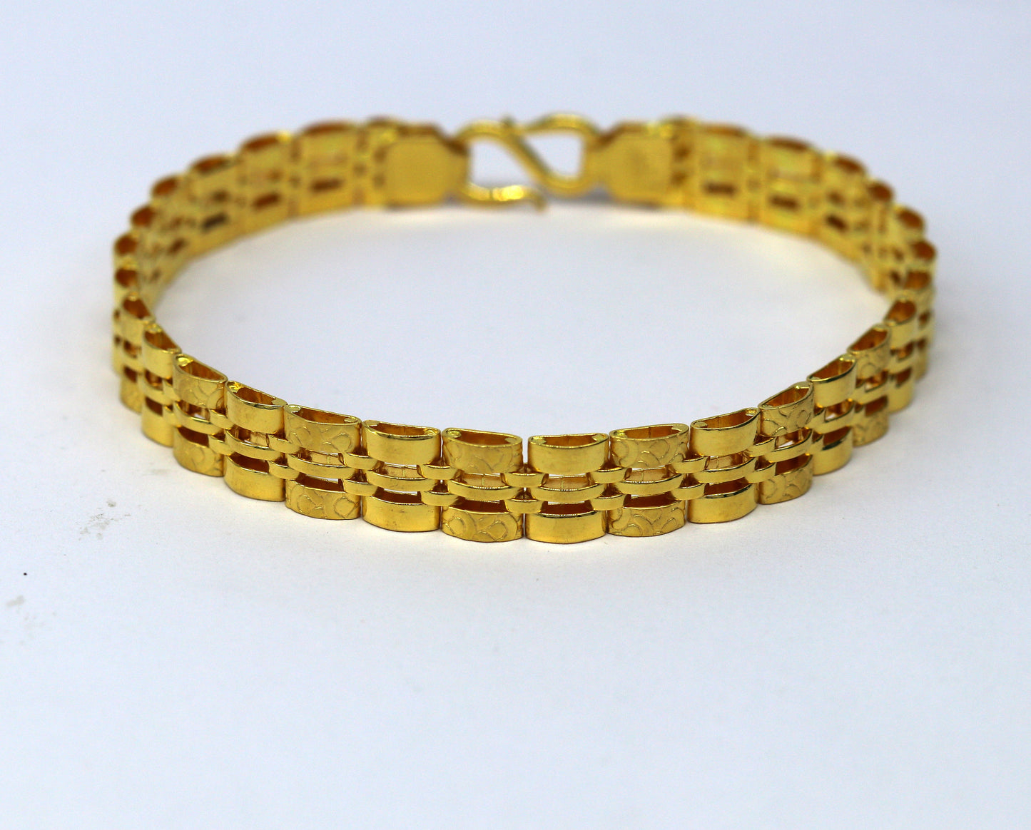 Pure 22kt yellow gold custom made diamond cut design fabulous flexible bracelet, best gift personalized gold fancy jewelry india br41 - TRIBAL ORNAMENTS