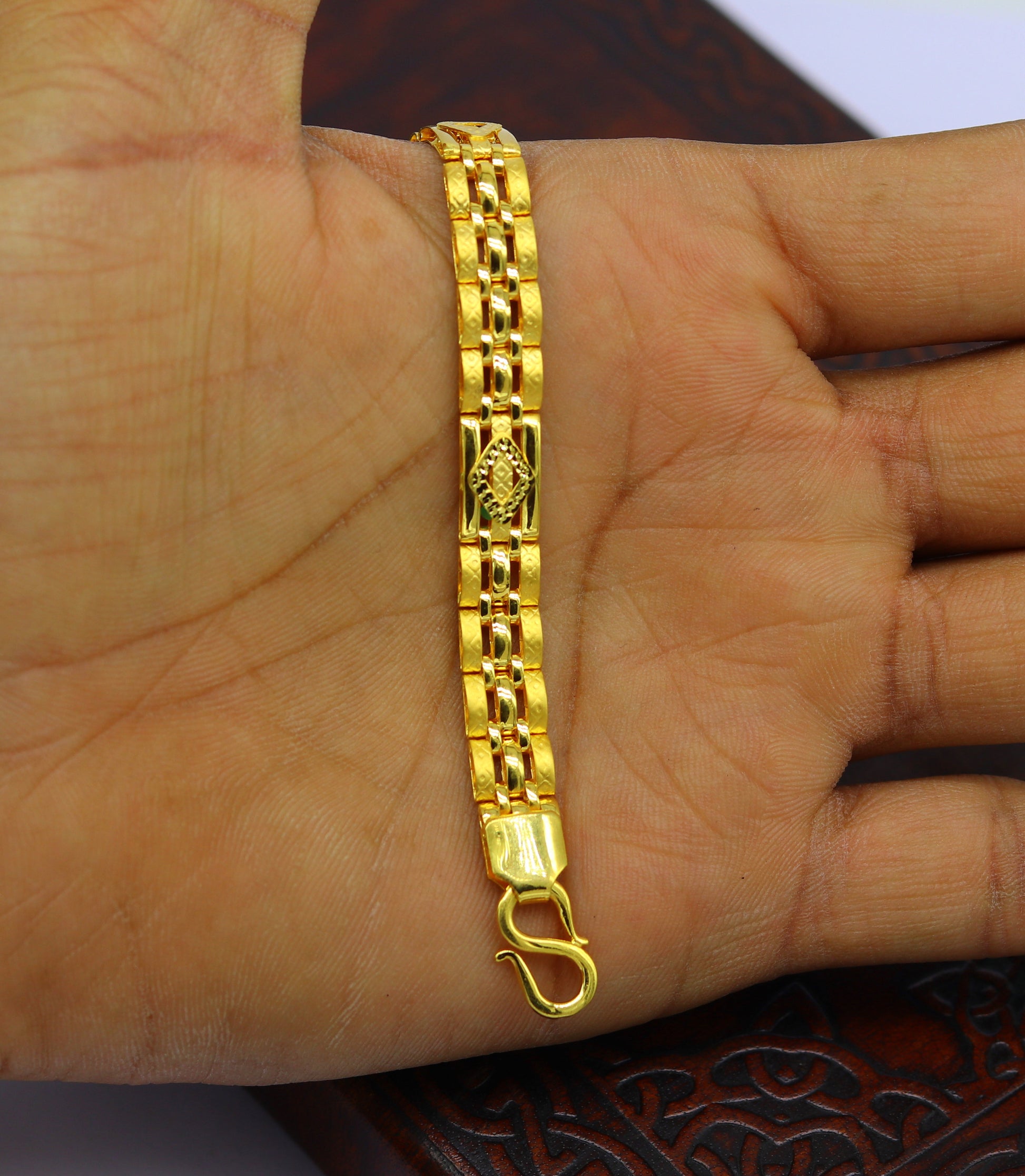 Vintage style 22kt yellow gold custom made new stylish fancy wedding anniversary bracelet, best gift for unisex, certified gold jewelry br49 - TRIBAL ORNAMENTS