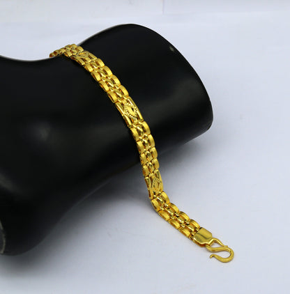 Vintage style 22kt yellow gold custom made new stylish fancy wedding anniversary bracelet, best gift for unisex, certified gold jewelry br49 - TRIBAL ORNAMENTS
