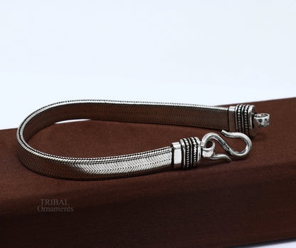925 sterling silver wheat chain bracelet belt by TRIBAL ORNAMENTS, showcasing a handmade, flexible unisex jewelry piece from Rajasthan.